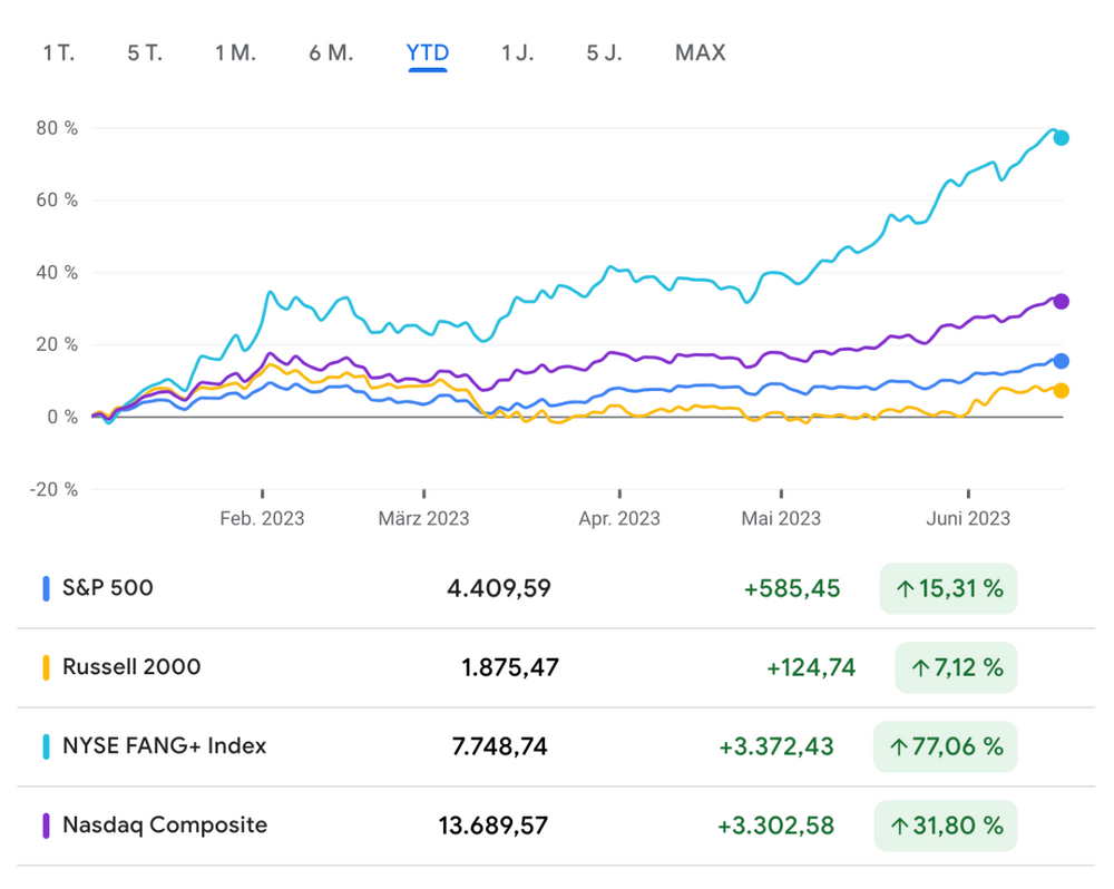 Entwicklung des FANG+ Index 2023