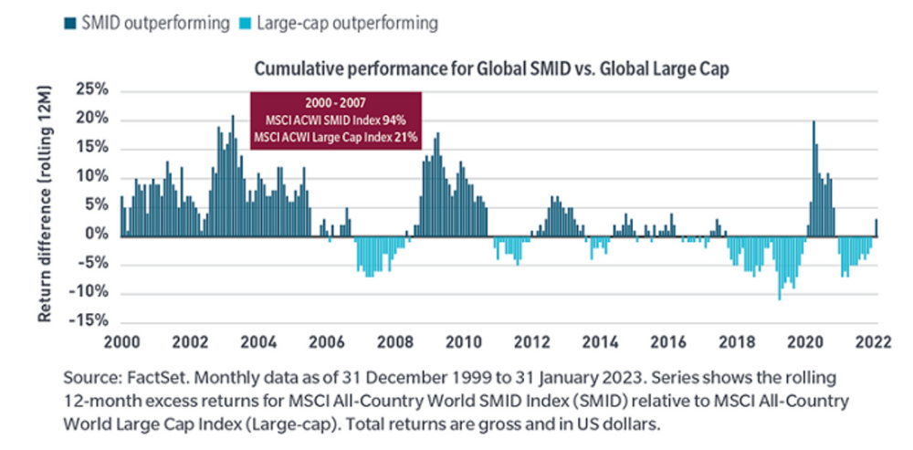 Relative Performance von LargeCaps vs. Small Caps