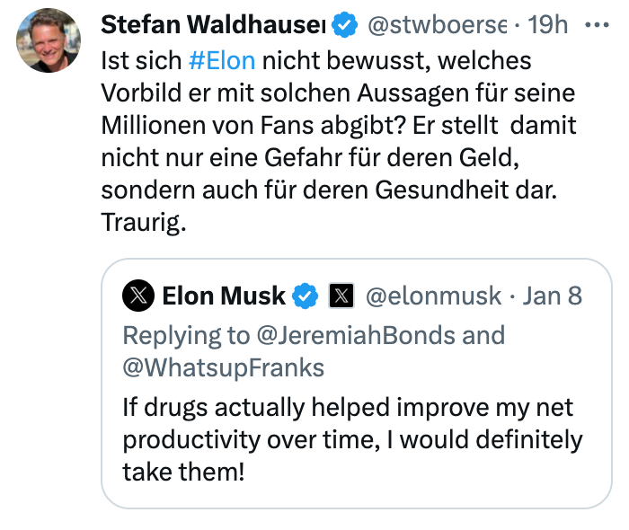 Elon Musk Drogenkonsum Tweet