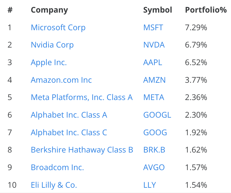 Big Tech Gewichtung im S&P 500