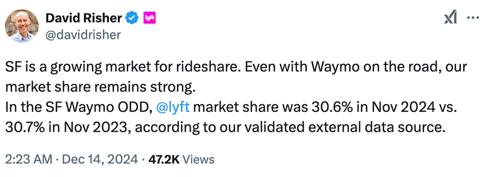 Lyft CEO Waymo Tweet 